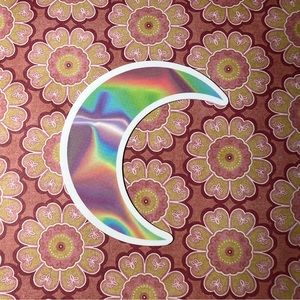 Moon Retro Vintage Groovy Metallic Holographic Foil AESTHETIC Single Sticker